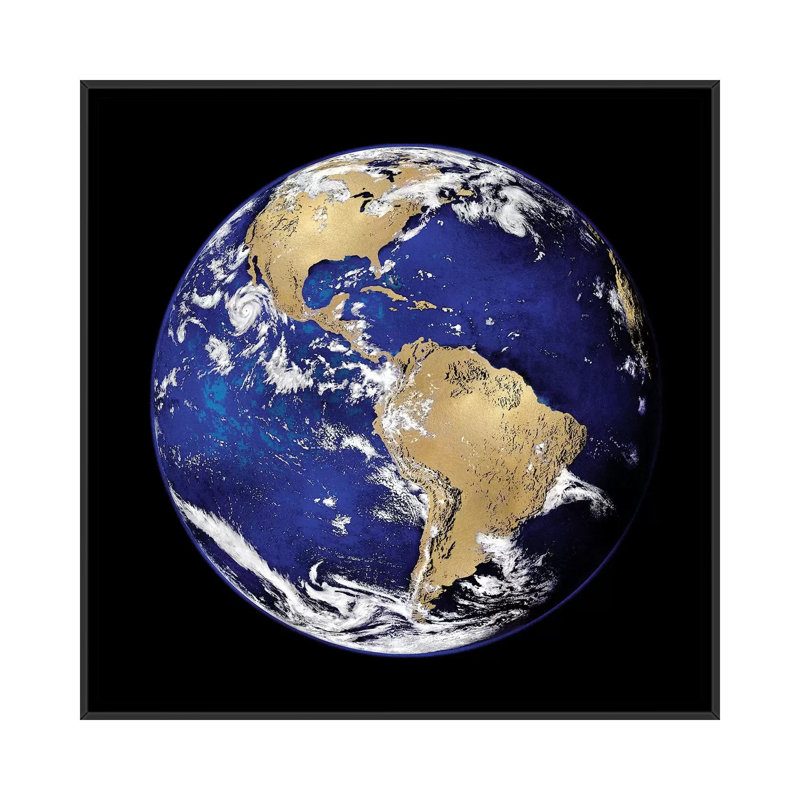 « world turning v », reproduction d’impression sur toile, H 18 po x l 18 po x P 1,5 po, Toile avec cadre noir, Pas de tapis