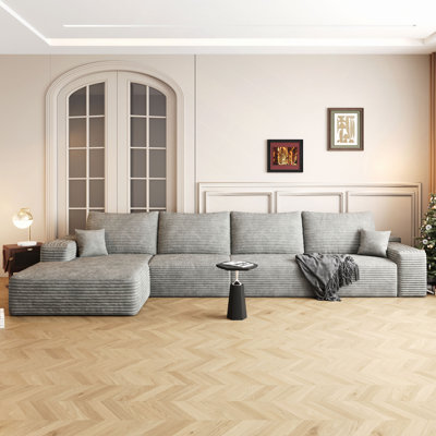 135" Cloud Sectional Couch with L-Shape Chaise,Modern Modular Sofa with Deep Seat, Upholstered Couches for Living Room Bedroom,No Assembly Required(Plush Corduroy Fabric)