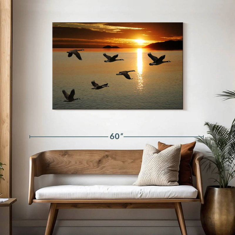 Brampt Sunset Geese Flight, 30" H x 45" W