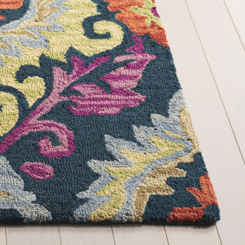 Tapis floral en laine crocheté à la main Tomo, Rectangle 3 pi x 5 pi