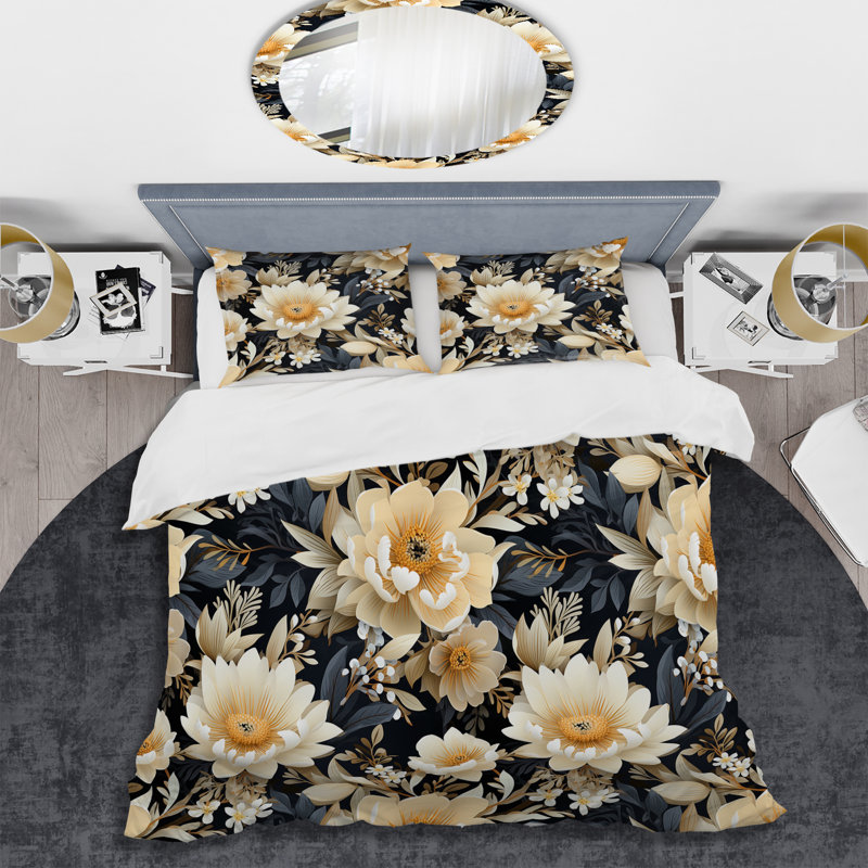 Literie de pétales de fleurs blanches au paradis, Housse de couette pour très grand lit et 2 très