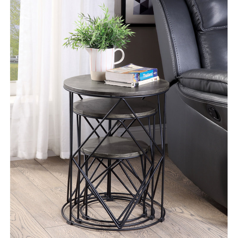 Drum 3-Piece Nesting Tables, Walnut