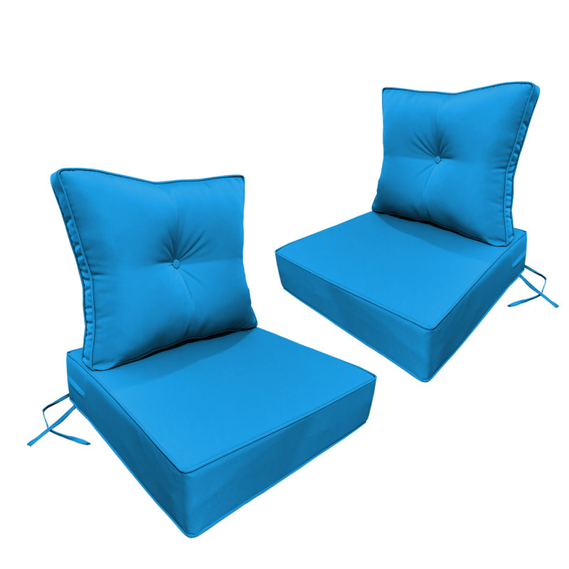 Outdoor Deep Seat Cushion Set, Waterproof Thick Deep Seating Pads, 2, Peacock Blue