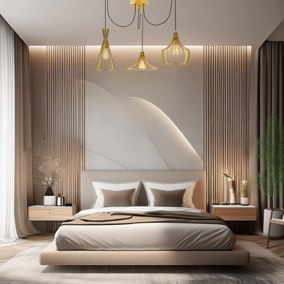 Adjustable Height 3 Lights Metal Body Chandelier