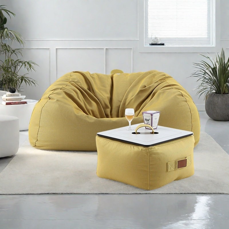 Canapé simple, H 23,62 po x l 54,33 po x P 43,3 po, Mélange de polyester jaune