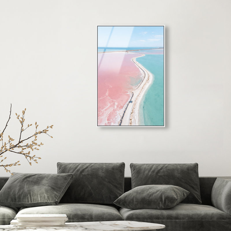 Seascape Paradise Print by Oliver Gal, 25"H x 37"W, White Floater Frame
