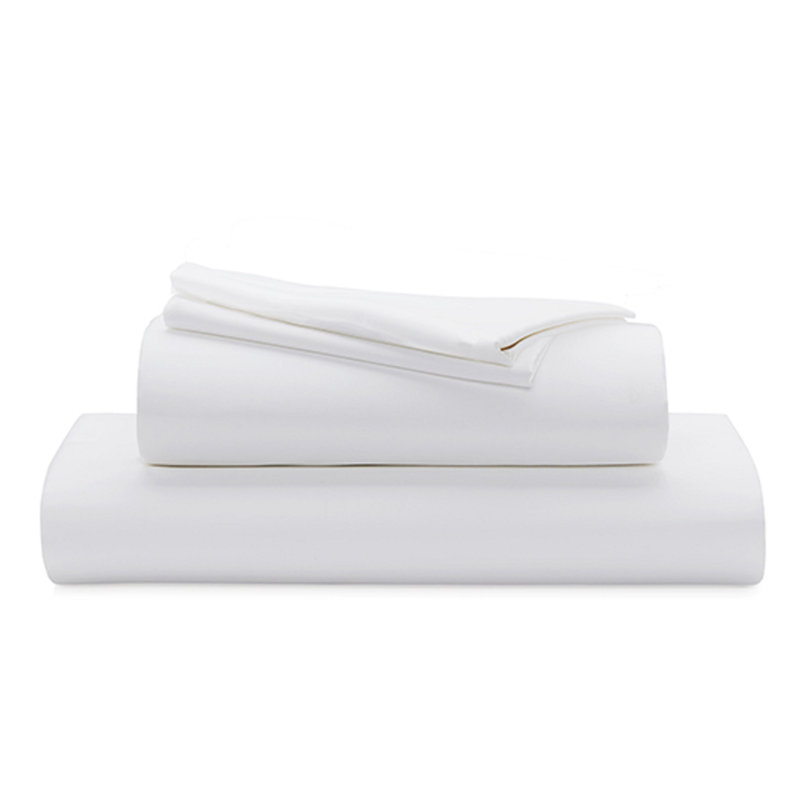 Ensemble de draps en percale 100% coton 270 fils, Ensemble pour très grand lit + 1 drap-housse + 2, Blanc