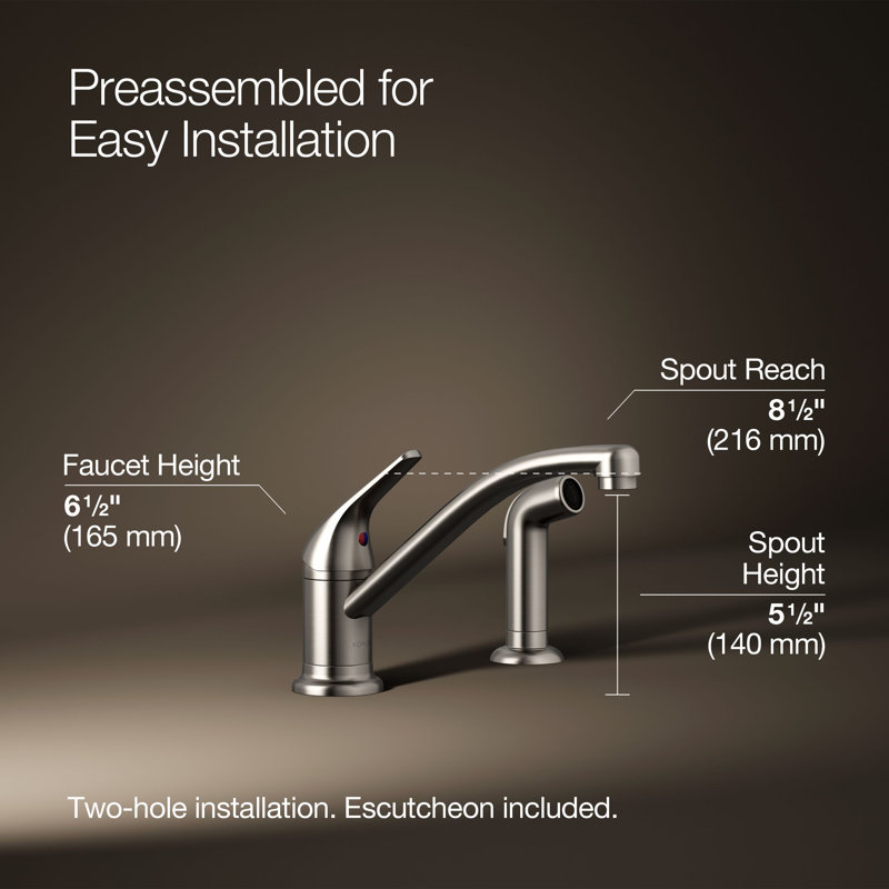 Single Handle Kitchen Faucet with Side Spray, Vibrant Stainless
