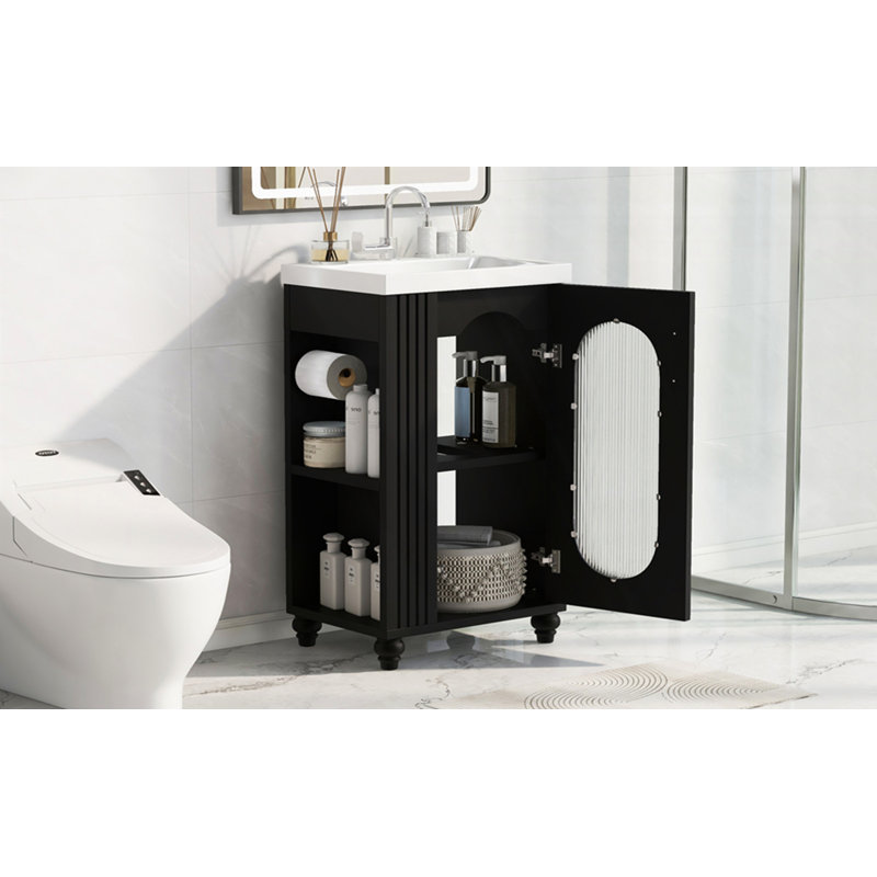Meuble-lavabo de 20 po avec lavabo, Noir