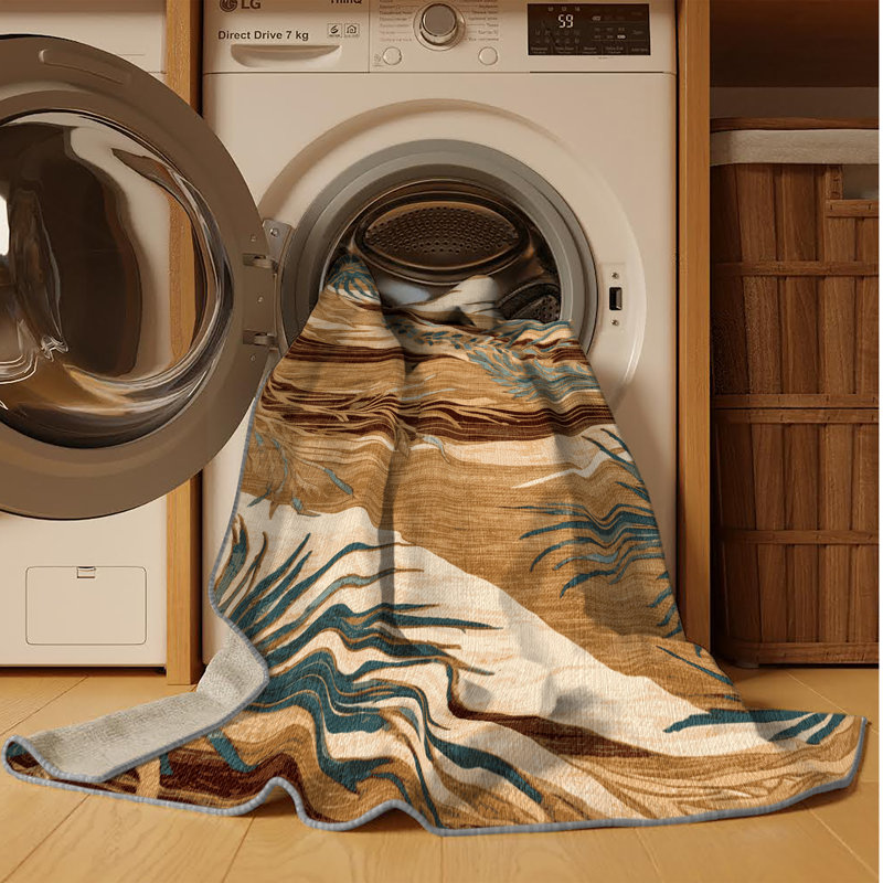 Tapis brun lavable à la machine, Rectangle de 5 pi x 8 pi