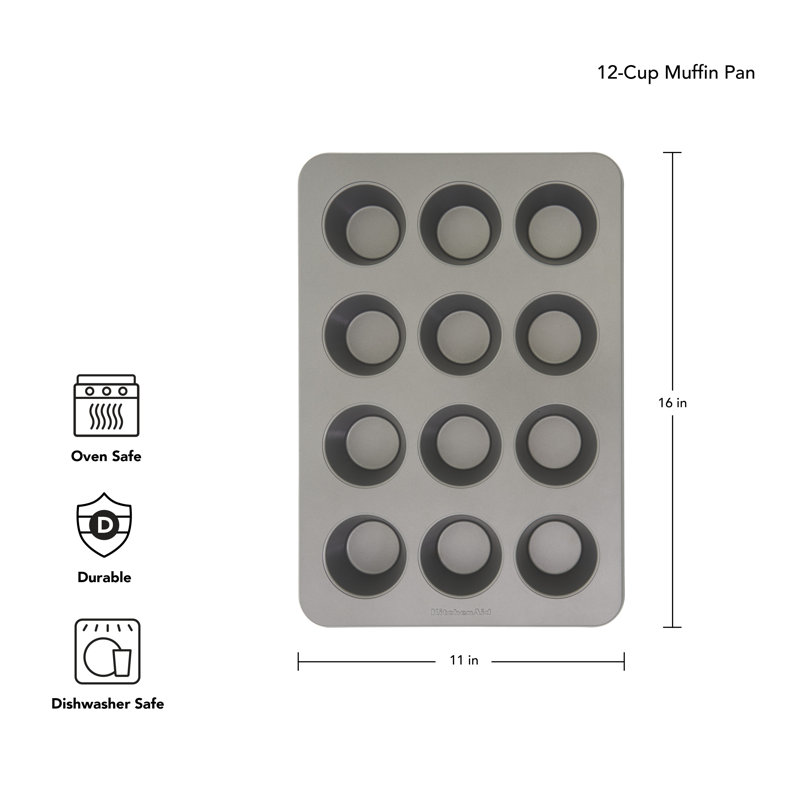 KitchenAid® 12-Cup Nonstick Aluminized Steel Muffin Pan, Gray