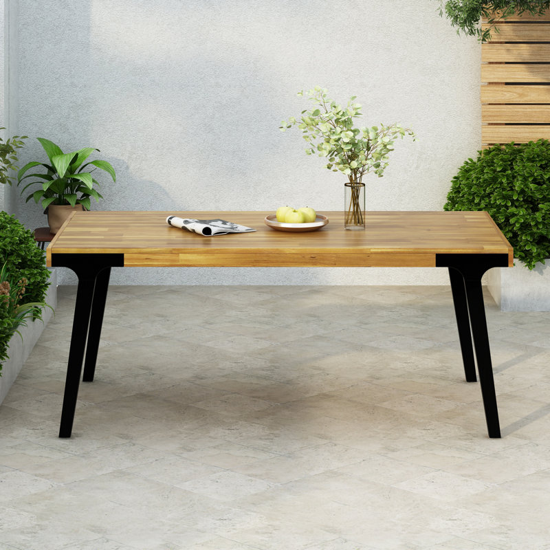 Table de salle à manger en bois d'acacia pour l'extérieur, teck clair