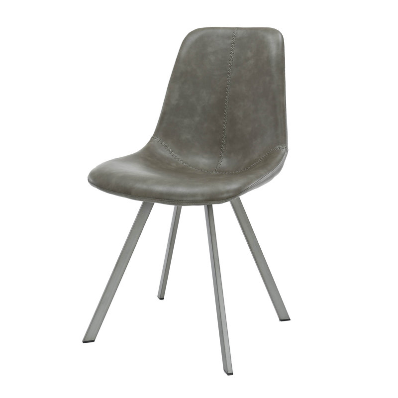 Alquan 48cm H Polyurethane Upholstered Metal Side Chair in Gray