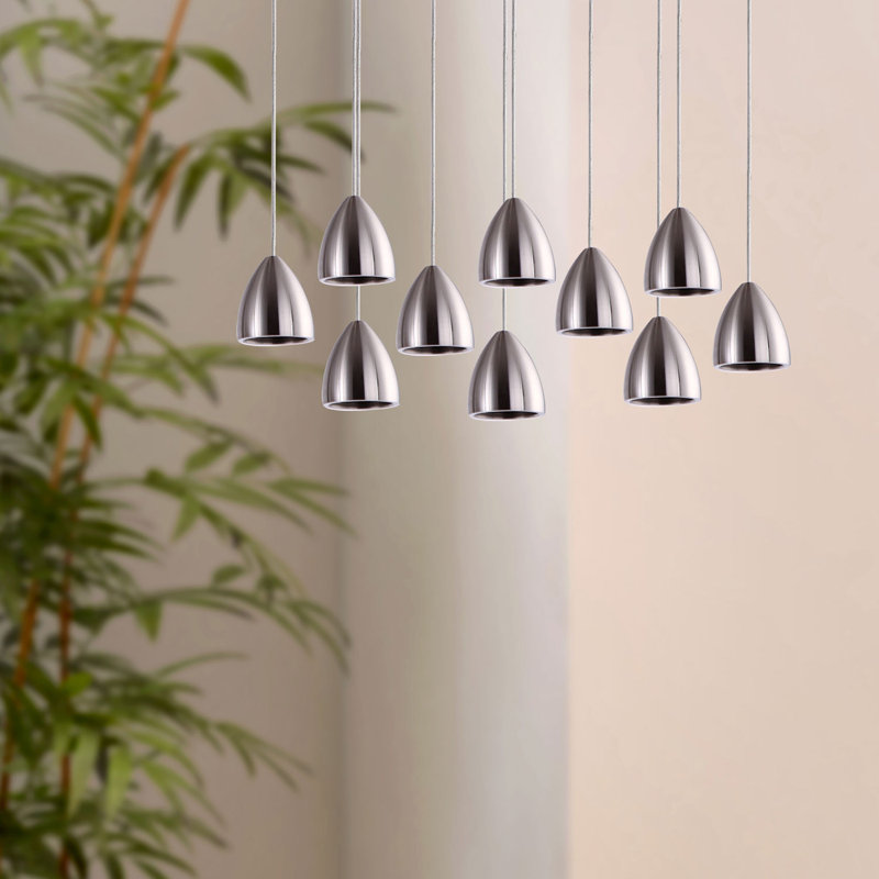Suspension grappe 10 lumières grappe Atherton, Nickel