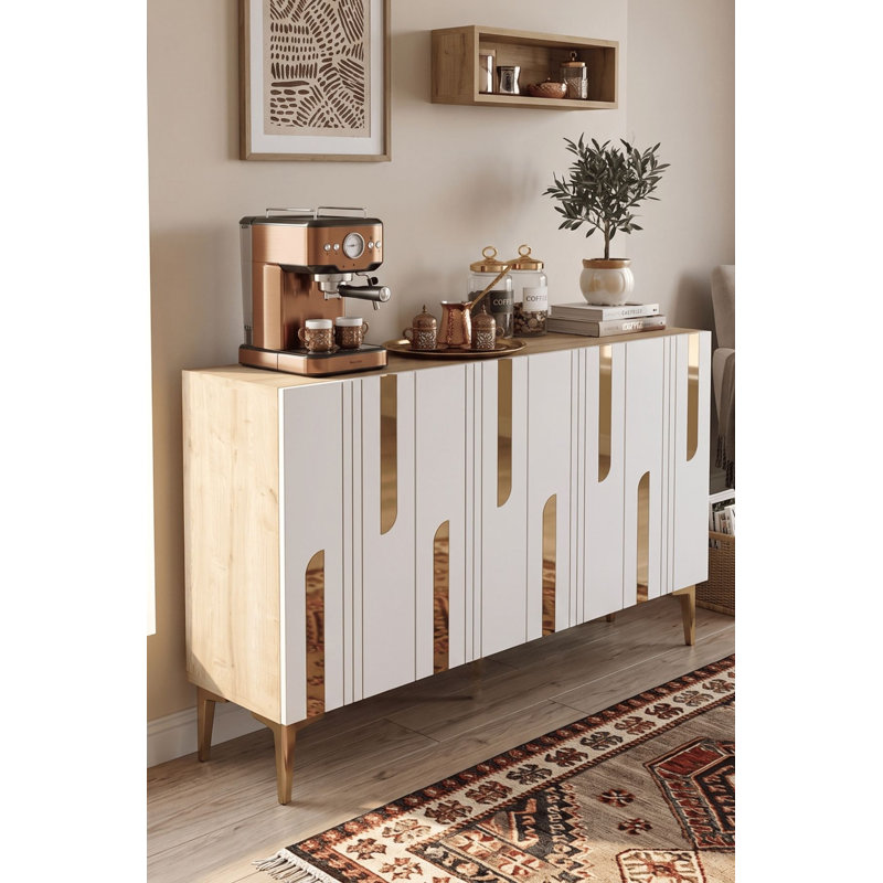 Console, Blanc / doré / brun