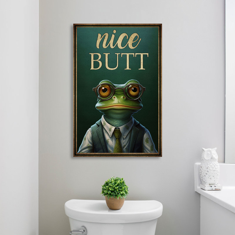 Une grenouille - jolie toile tendue avec toile tendue - grenouille, décoration de salon, décoration de salon vert