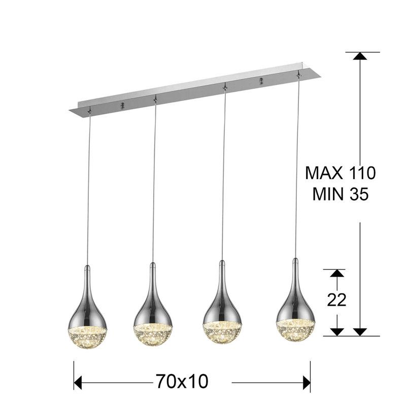 Alvord 4 - Light Chrome LED Kitchen Island Pendant