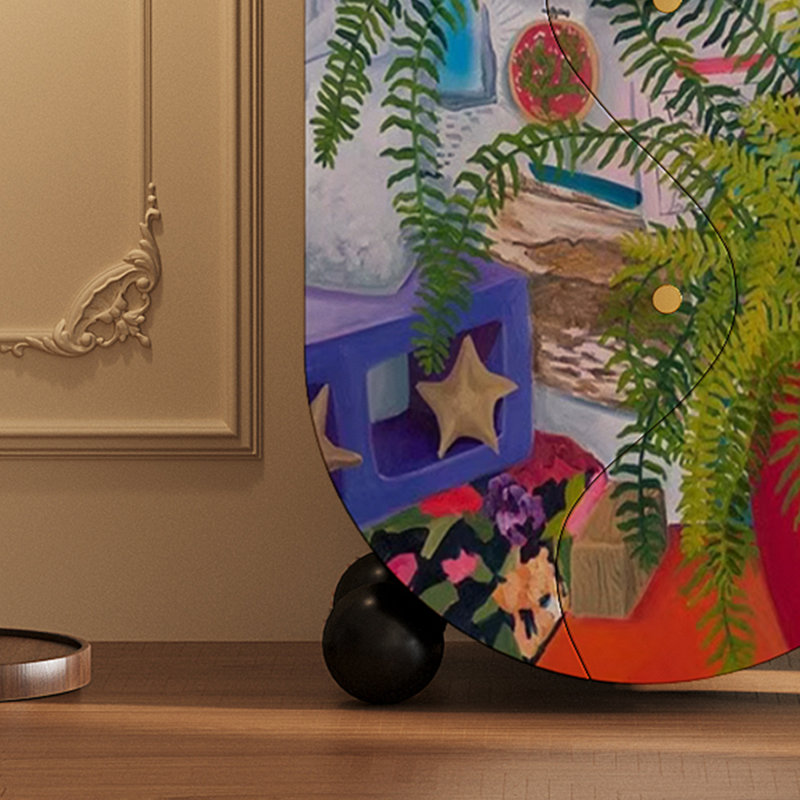 Armoire de rangement en bois massif Abstract Art
