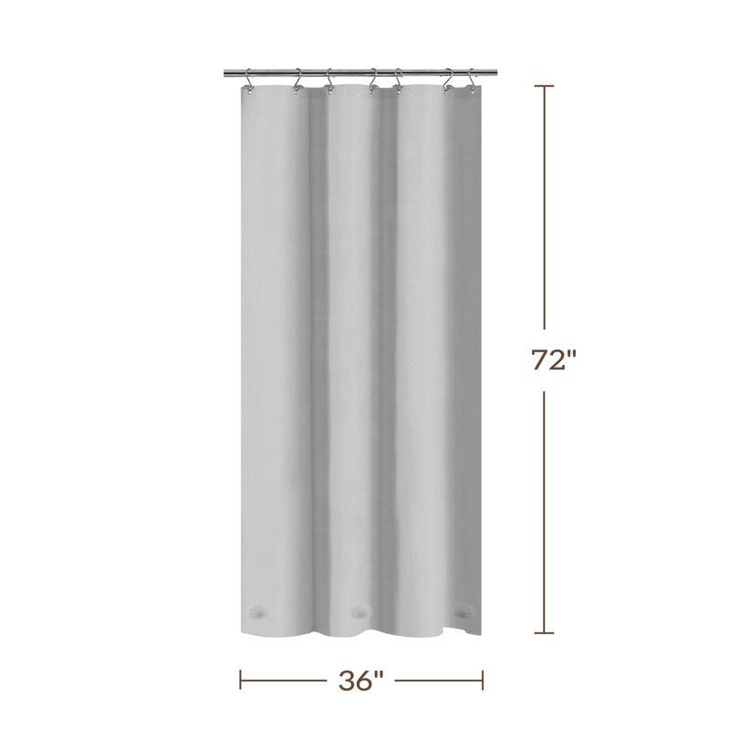Doublure de rideau de douche imperméable légère en PEVA, Gris argenté, H 72 po x l 36 po