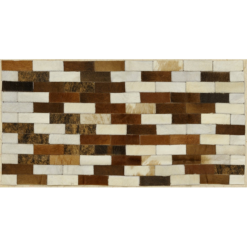 Rectangle 60 cm x 120 cm Geometric Leather Hand Woven Area Rug Set
