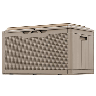 Furmax 100 Gallons Plastic Lockable Deck Box With Cushion