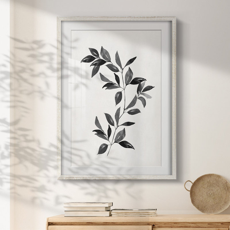 Chinoiserie 2 brun clair II - Toile tendue avec châssis, H 28,5 po x l 20,5 po, Blanc