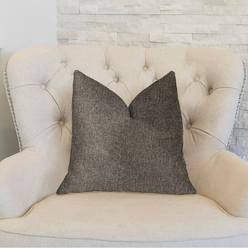 Abigail Charcoal Rayon Polyester Reversible Throw Pillow