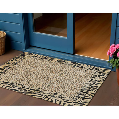 Tapis intérieur lavable à motif animal doré 3 pi x 5 pi