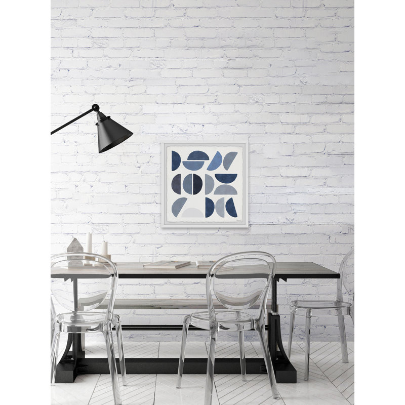 Blue Slices - Single Picture Frame Painting, 51cm H x 51cm W x 3.81cm D