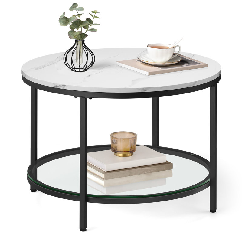 Cerwyn Four Leg Coffee Table with Storage, Black, White
