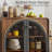 31.5" Sideboard Buffet Cabinet With 2 Arched Glass Doors Storage, Console Table Coffee Bar for Kitchen Living Room Hallway, Walnut-739731563