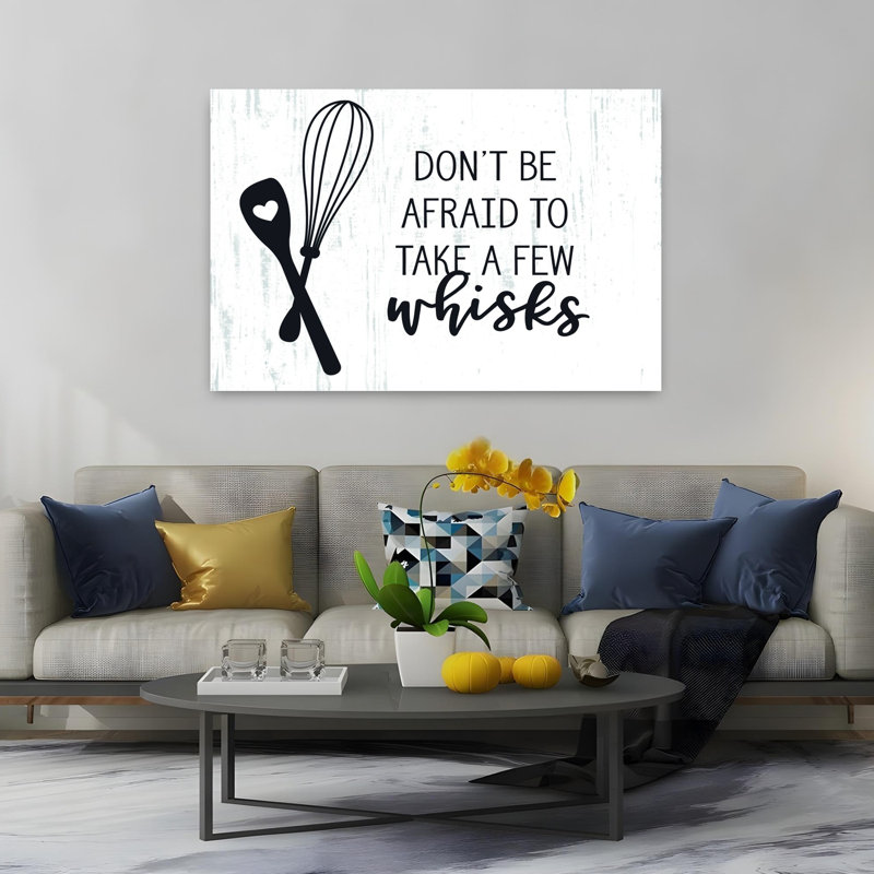 «Take A Few Whisks», art mural rustique moderne ludique, H 40 po x l 60 po