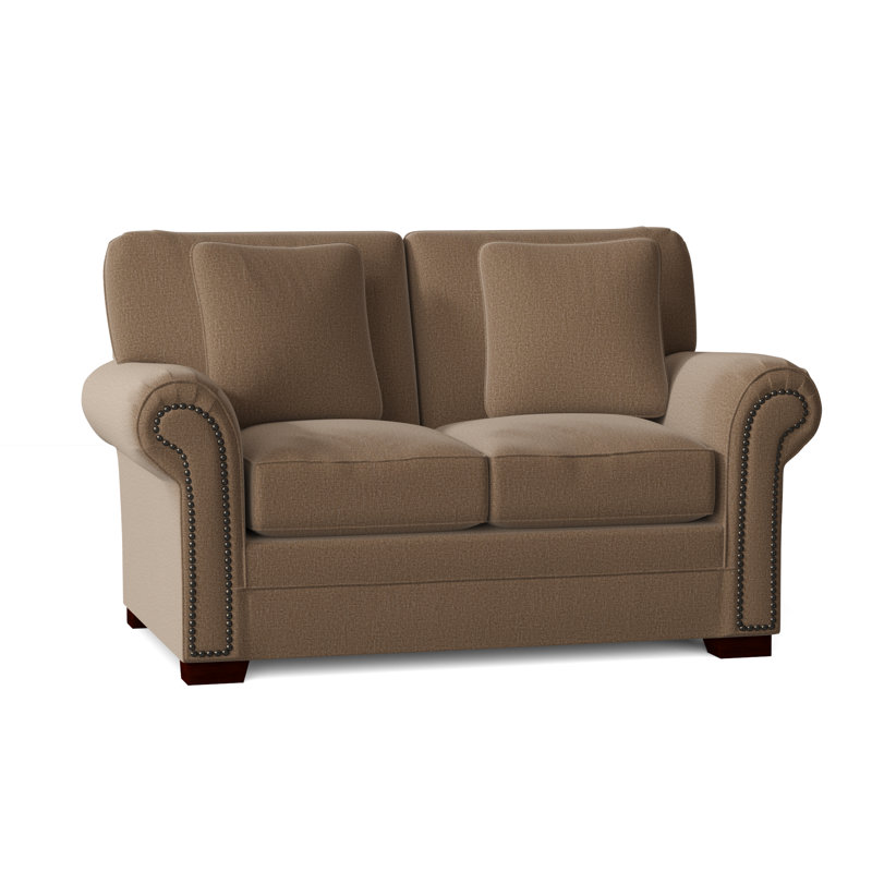 Adrena Loveseat, Craftwood 45 Dark Gray Performance Chenille, Dark Brass, Yes