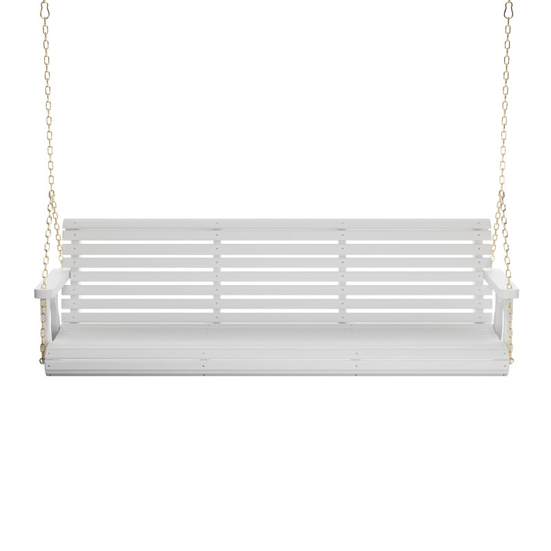 Balançoire à roulettes Red Barrel Studio®, 3 pieds, chaînes, 75", Teinture blanche demi-solide