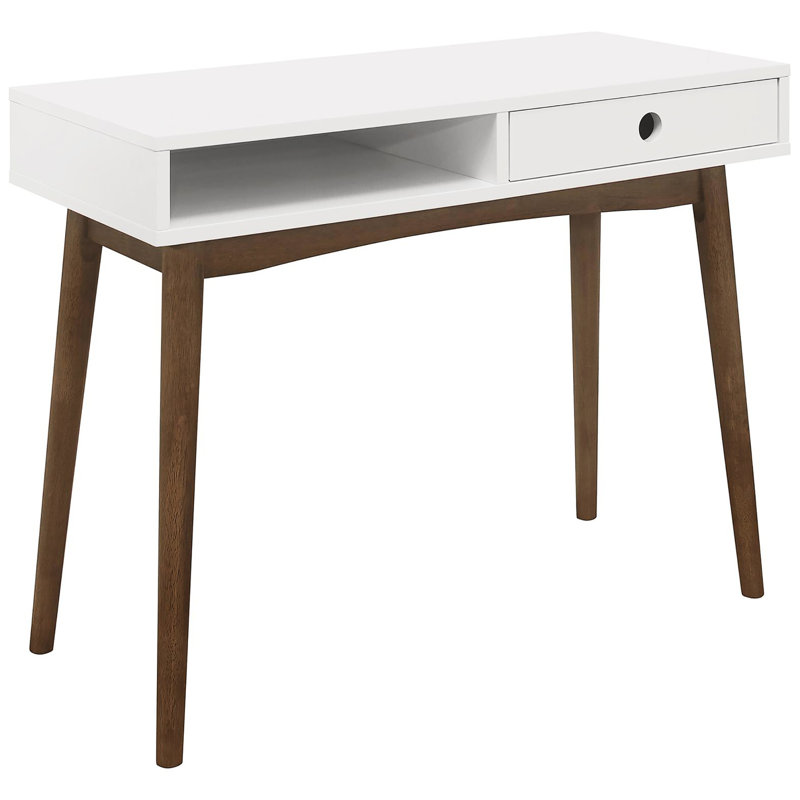 Élégant bureau de style moderne Mid-Century blanc avec tiroir fonctionnel