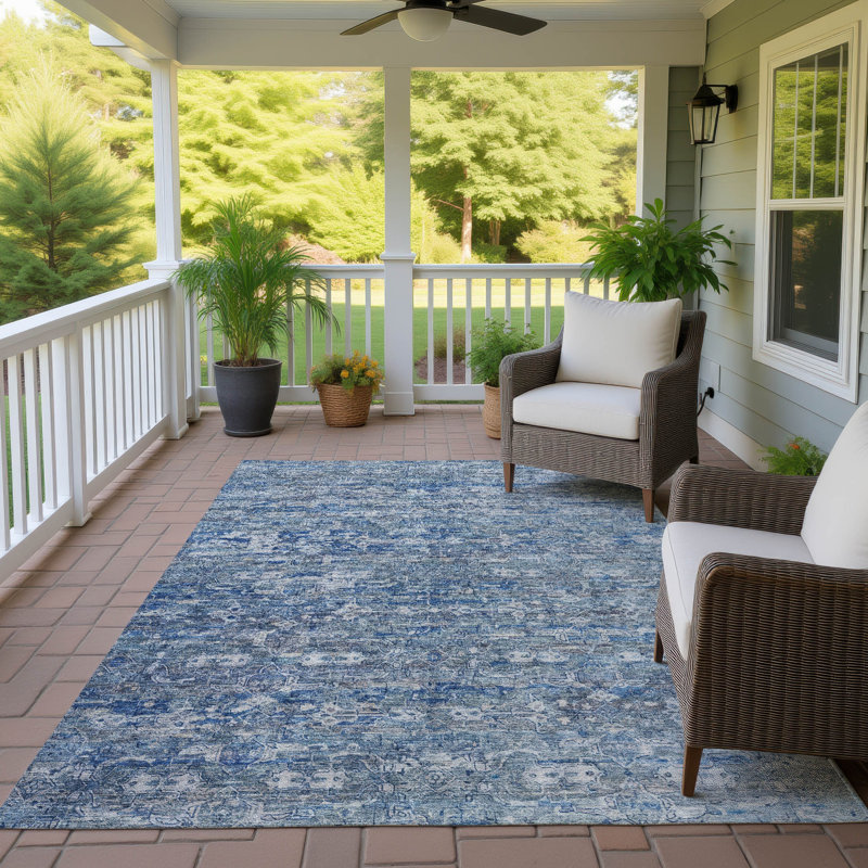 Tapis Ikat Hashlamoun ACN2324 intérieur / extérieur lavable à la machine, Rectangle 9 pi x 12 pi