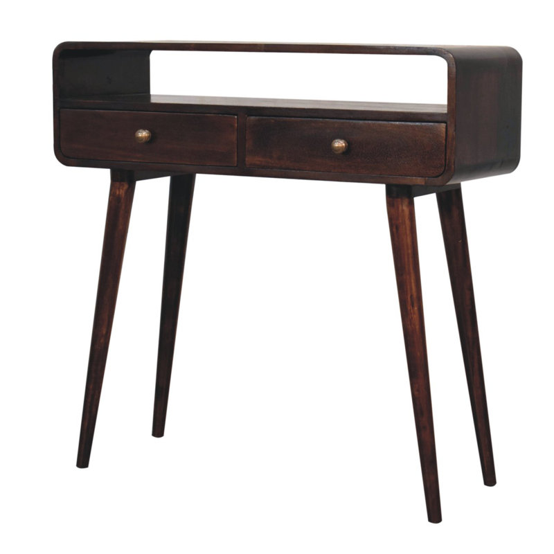 Curved Caramel Console Table, Walnut