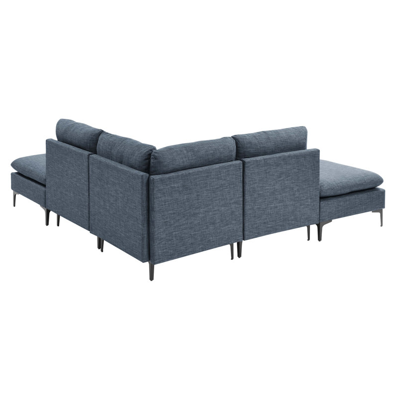 Canapé modulaire rembourré avec pieds en métal, Bleu très foncé