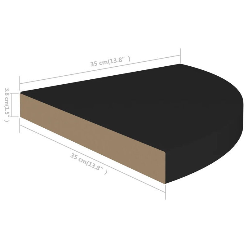 Arsi Corner Shelf, Black, 3.8cm H x 35cm W x 35cm D