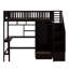 Lit mezzanine simple avec bibliothèque, tiroirs, bureau et garde-robe-236915037