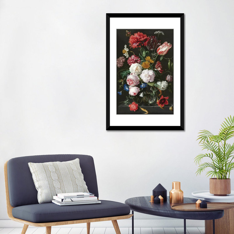 « fleurs xviii », impression sur toile, H 24 po x l 16 po x P 1 po, Papier d'art encadré noir, Blanc