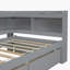 Lit-bibliothèque en forme de L gris en bois massif Watsons avec prises de courant, ports de chargement USB et deux tiroirs de rangement-2001601583-2001601576