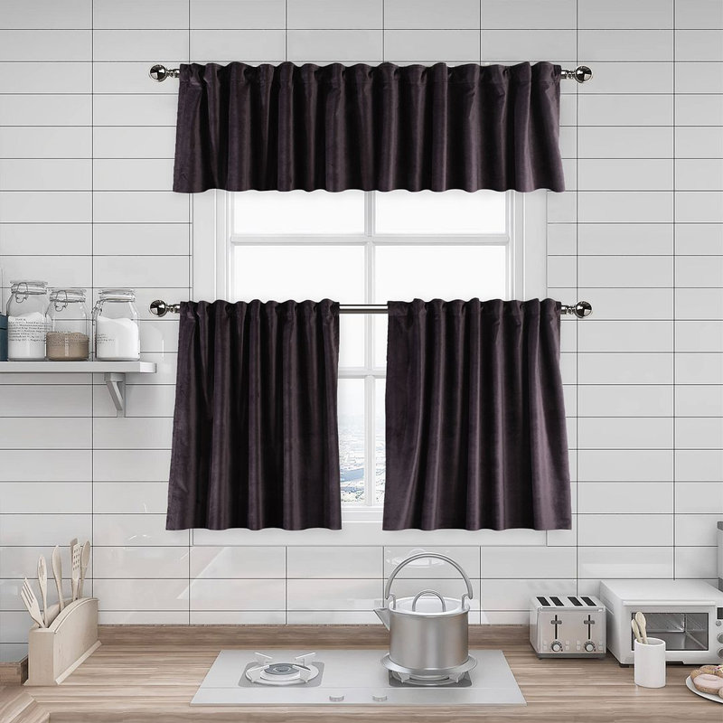 Soft Touch Velvet Kitchen Valance, 25 Dark Byzantium, 75 W x 60 D cm