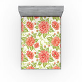 Ambesonne Nature Fitted Sheet Leaves Botanical Style Art