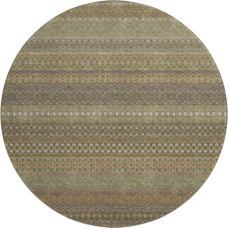 Premium Machine Washable Cerrito AMF527 Khaki, Round 8'