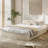 Full Wood Platform Bed Frame, Fluted Panel Style, Strong Wooden Slats, Quiet Sleep, Oak-262682628-262682686