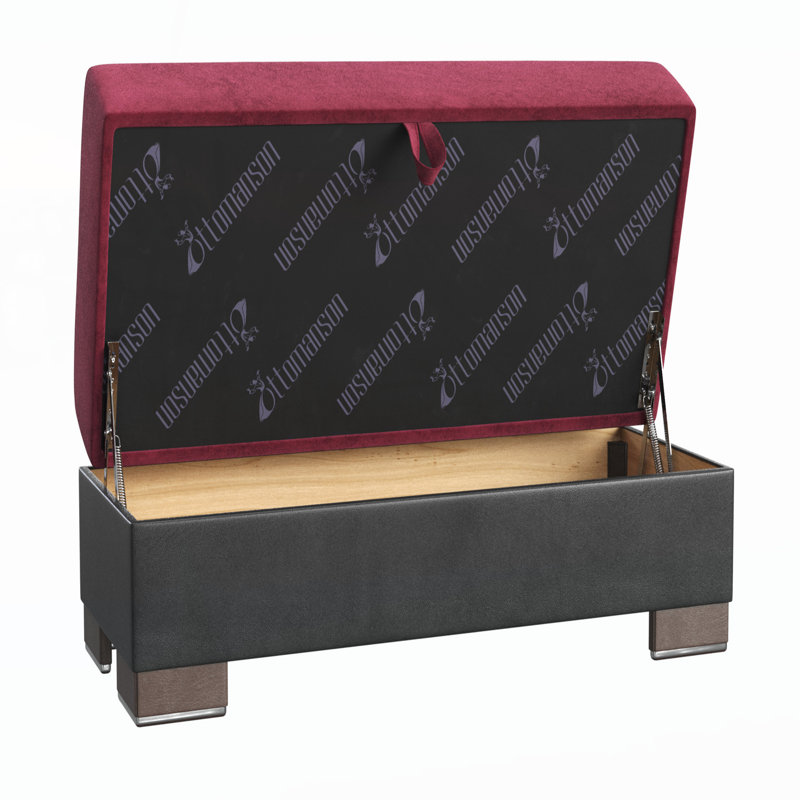 Ottomans, Burgundy/Gray Microfiber