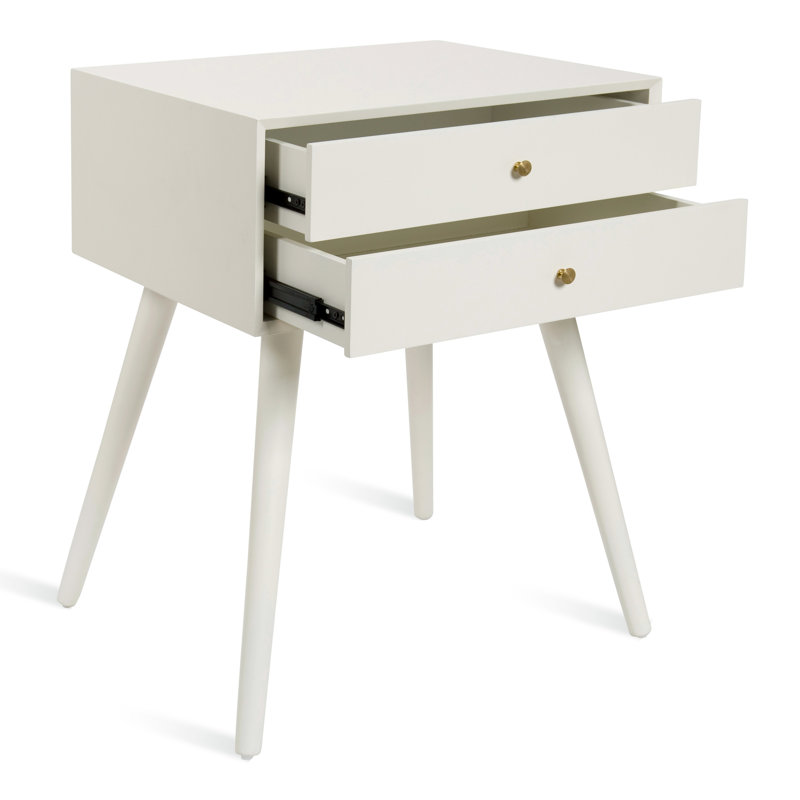 Table de chevet 2 tiroirs Ottman, Blanc