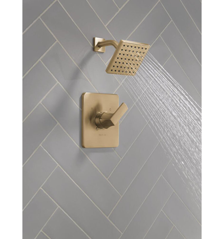Ensemble de robinet de douche Velum 14 Series, pomme de douche et poignées en or brossé, ensemble de garniture de valve, bronze champagne (valve non incluse)