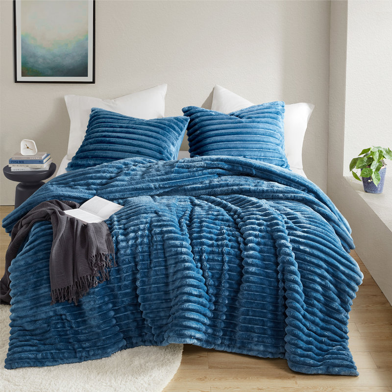 Ensemble d'édredon 2 pièces TG, Bleu, Édredon pour lit simple + 1 taie décorative stan